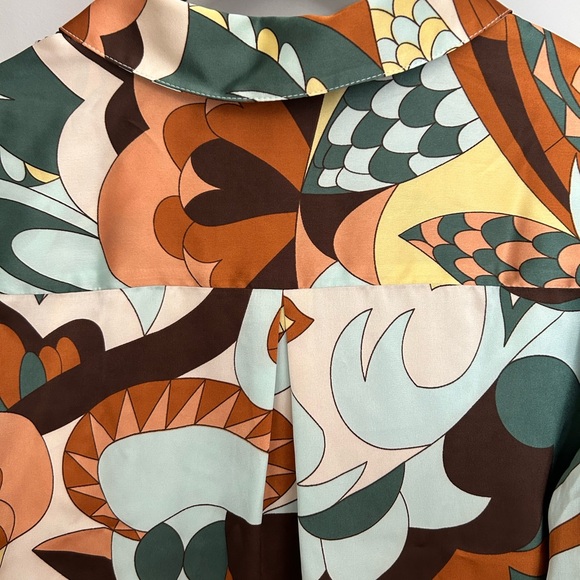 HAVER LONDON Multicolor Print Blouse Long Sleeve Botton Front Size S/P NWT - Picture 2 of 10